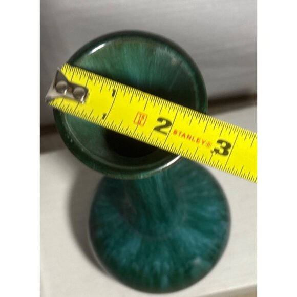 Blue Mountain Pottery Tall Bud Vase 11" Green Drip Glaze Ceramic Canada MCM - Picture 6 of 7